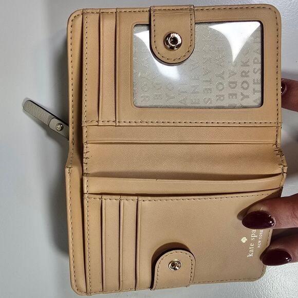 kate spade Grey/Khaki Bi-fold Snap Wallet - Picture 5 of 8